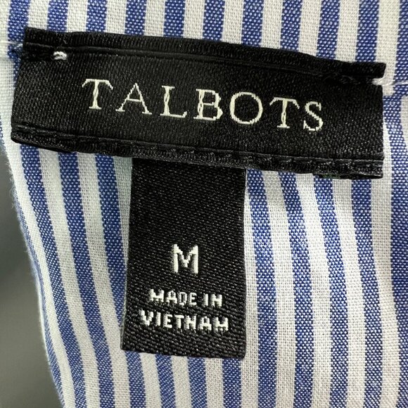 Talbots Womens M Green Stripe Collared Polo Pique Dress Pockets Academia Preppy - Picture 13 of 16